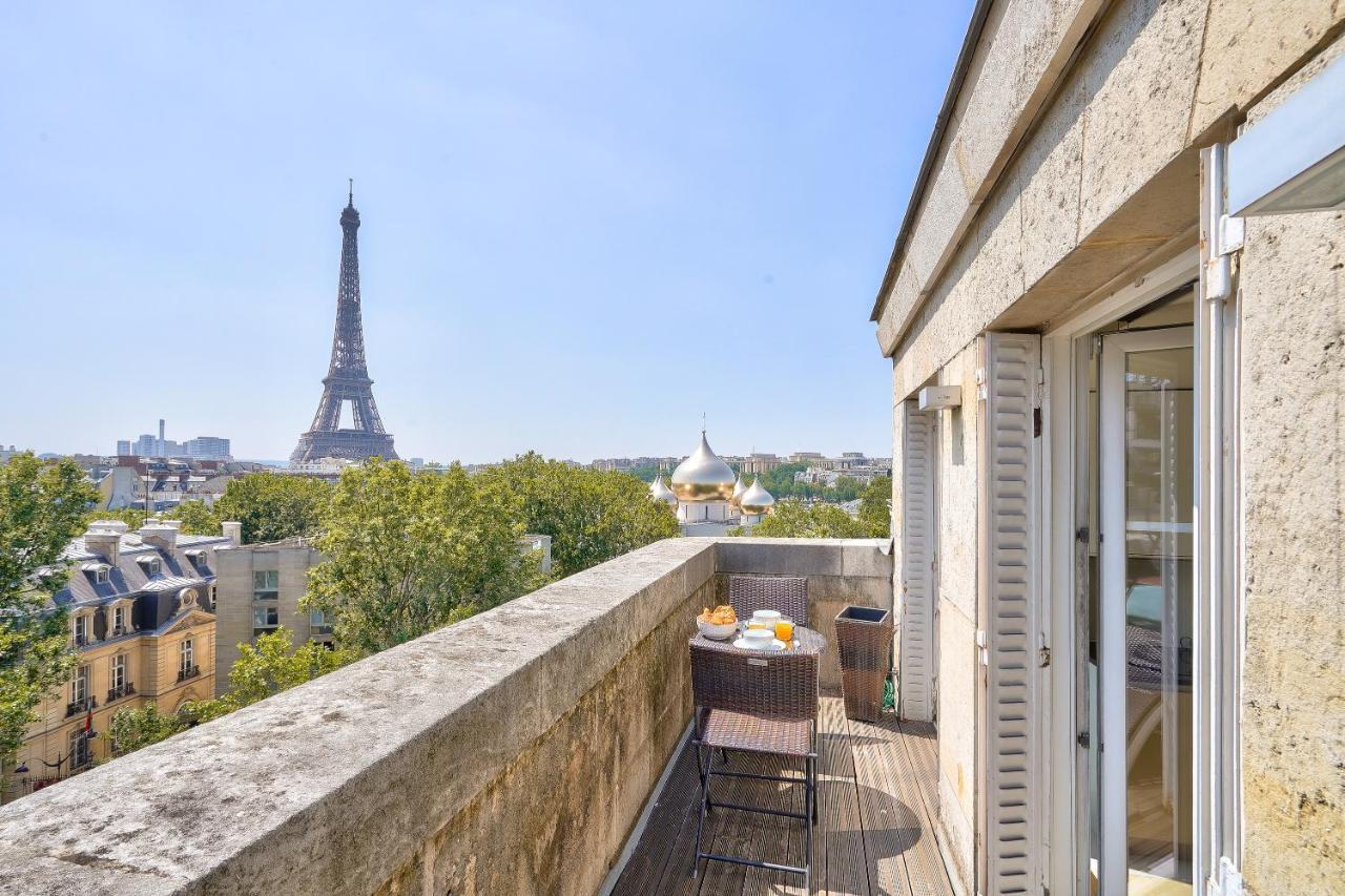 Designed Studio With Ac-Terrasse Vue Tour Eiffel Paris Dış mekan fotoğraf